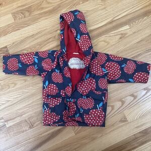Hatley Baby Apple Raincoat Hooded, Waterproof Sz 12-18 Months Toddler Navy Blue
